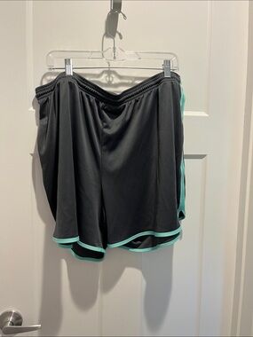 be inspired Black Athletic Shorts with Mint Trim